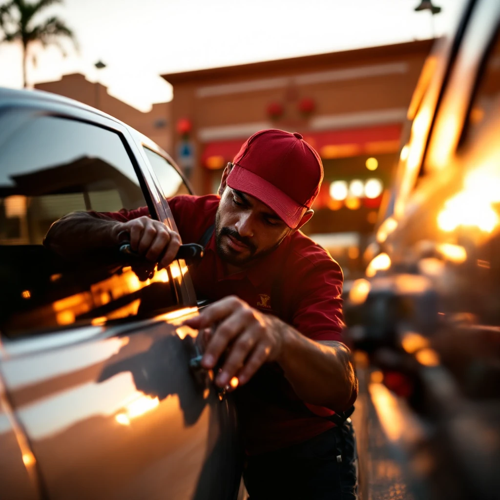 Técnico cerrajero profesional uniformado listo para asistir en Fort Worth